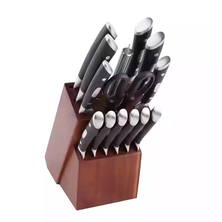 Kuum müük Saksa kokk nuga Köök Utility Noad Set kummist puidust plokk 